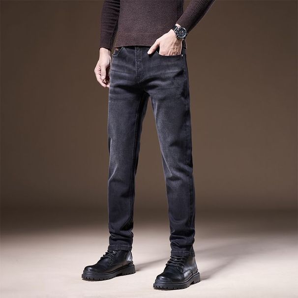 Pure 2025 Autumn Winter High-End Fleece-Lined Style Men's Casual Slim Fit Stretch Small Straight-Leg Light Business_mkmklike.com