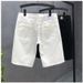 Men's Stretch Denim Shorts In White - Premium Slim Fit Korean Style Summer 5-Inch Inseam Casual Shorts_mkmklike.com