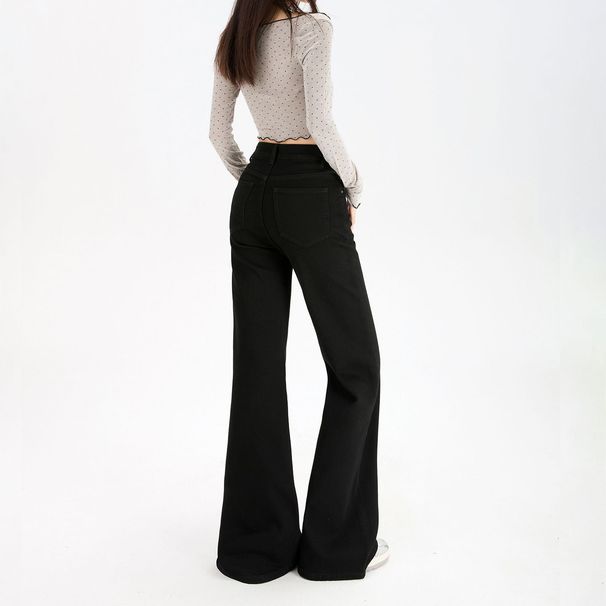 Retro Style Slimming Flared Jeans For Women Loose Fit Stretchy Slim Style Plus Size Early Spring_mkmklike.com