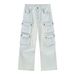 EF JEANS | 2024 New American Street Trend Light Color Washed Multi-Pocket Jeans Overalls Wide Legs_mkmklike.com