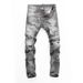 Men's Clothing High Street Fashion New Gray Ripped Patch Slim Fit Slim Fit Trendy Brand Youth Casual Men's Denim Trousers_mkmklike.com