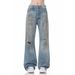 Distressed Washed High-Street Straight Jeans With Tie-Dye & Ripped Details – Urban Grunge Style For Men_mkmklike.com