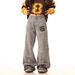 American Retro Washed Old Letter Printed Micro-pull Jeans Men's Straight Loose And Thin Cleanfit Trousers_mkmklike.com