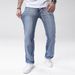 Men's Slim Fit Stretch Jeans – Light Blue Straight Leg Denim Pants, Comfortable Cotton Blend, Hand-Rubbed Finish, Versatile For All Seasons_mkmklike.com