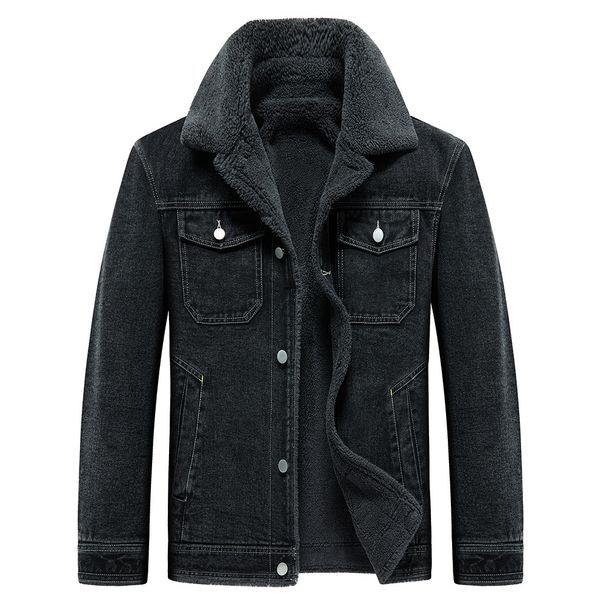 Men's Fleece-Lined Denim Jacket Winter Warm Thick Cotton Coat For Youth Casual Outwear_mkmklike.com