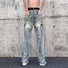 Nordmann American Retro Yellow Mud Workwear Jeans For Men Spring Design Sense Niche High Street Trendy Brand Flared Pants_mkmklike.com