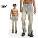 EF JEANS | 2023 New Product, American Yellow Mud Side Zipper Split Design Straight Jeans For Men And Women_mkmklike.com