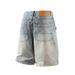Men's Japanese Style Washed Cargo Denim Shorts Summer Loose Straight Leg Casual Versatile Shorts_mkmklike.com