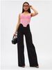 Women's Clothing High Waist Wide Leg Jeans - Stretchy Denim Pants For Casual & Office Wear, Classic Black Wash, Comfortable Cotton Blend_mkmklike.com