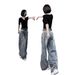 Women's High-Waisted Wide Leg Jeans Retro Washed Distressed Scimitar Design Floor-Length Pants Flowy Petite Fit Autumn/Winter Style_mkmklike.com