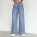 Women's Mid-Rise Casual Jeans Elastic Waist Drawstring Embroidered Bow Stretch Cotton Denim for Spring/Autumn & Summer_mkmklike.com