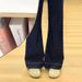 Denim Blue Petite Women's Jeans 2025, Fleece-lined, Dark Blue, High-waisted, Slimming, Wide-leg, Bootcut Flared Pants_mkmklike.com