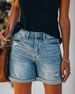 Women's Clothing High-Waisted Denim Shorts – Distressed Rolled Hem & Straight Leg | S-XXL_mkmklike.com