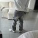 Vintage Washed Distressed Embroidery Jeans High-Street Style Relaxed Straight-Leg Fit For Men & Women Blue Black Cotton_mkmklike.com