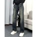 Vintage Washed Denim Jeans For Teens - High Waist, Loose Fit, Straight Leg, Casual Streetwear (S-3XL)_mkmklike.com
