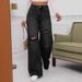 Women's Clothing Women's High Waist Wide Leg Jeans Loose Fit Ripped Long Pants Summer Style For Formal & Casual For Women_mkmklike.com