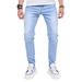 High Street Men's Jeans Simple Light Blue Elastic Slim Fit Small Straight Casual Men's Trousers_mkmklike.com
