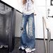 Men's American Style High-Waisted Ripped Jeans Loose Fitting Straight Leg Wide Leg Pants Casual Pear Shaped Body Fit Summer New Style_mkmklike.com