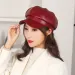 Hot Sale New PU Leather Berets Black Red Outdoor Adjustable Boina Female Autumn Winter Casual Lady Cap Hat for Women Берет_mkmklike.com