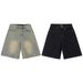Men's Clothing Men's American Retro Washed Old Denim Shorts Men And Women Straight Loose Cleanfit Shorts_mkmklike.com