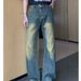 American Style Niche High Street Micro Flared Jeans For Men, Showing Off Their Height, Straight Leg Washed And Worn_mkmklike.com