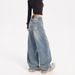 Light Blue Rhinestone Wide Leg Jeans Heavy Duty Loose Fit Straight Leg Pants For Women Spring/Autumn Regular Size Polyester_mkmklike.com