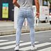 Men's Slim Fit Stretch Jeans - Lightweight Summer Denim Pants With Comfortable Elastic Waist For Casual Wear (Light Blue, S-XXL)_mkmklike.com