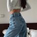 Women's Clothing Classic High Waist Loose Slim Hot Girl Jeans Washed Blue Street Style Wide Leg Trousers For Women_mkmklike.com