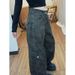 American Retro Camouflage Workwear Jeans For Women, 2025 Winter New Style, High-end Wide-leg Pants, Curved-leg Pants_mkmklike.com