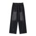 Patchwork Jeans High Street Trendy Oversized Straight Leg Wide Leg Trousers Style Heavyweight High End For Men And Women_mkmklike.com