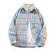 Autumn Winter Casual Retro Small Fragrance Style Plaid Color-Block Long Sleeve Shirt Men's Stylish Versatile Jacket_mkmklike.com