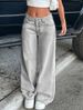 Women's Clothing Retro Low Waist Non Elastic Washed Straight Jeans Women's Wide Leg Denim Pants_mkmklike.com