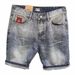 Men's Slim Fit Denim Jeans Simple Embroidered Maple Leaf Ripped Trendy Five Point Pants Versatile Summer Style_mkmklike.com
