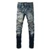 Men's Clothing Jeans European And American Trendy Brand Motorcycle Jeans Men's High Street Riding Style Splicing Tights Men 1052_mkmklike.com