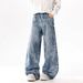 Vintage Washed Denim Jeans – Oversized Cargo Pants With Utility Pockets & Relaxed Fit (Unisex)_mkmklike.com