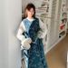 Chicco Real Shot Lazy Jacquard Denim Shirt Two-Piece 2025 New Age-Reducing Mori Style Dress Set_mkmklike.com
