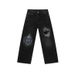 EF JEANS | 2025 Spring New American Street Ripped Patch Design Sense Straight Black Jeans Tide_mkmklike.com