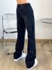 Men's High Street Vibe Slim Fit Jeans Unique Design Black Loose Fit Slightly Flared Cargo Pants Autumn Style Long Pants_mkmklike.com