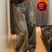 American Style Hot Girl Fashion Fleece-Lined Thickened Jeans For Women, Autumn And Winter Retro Loose Design Jacquard_mkmklike.com