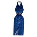 Ladylike Temperament Halter Neck Single-breasted Sexy Beautiful Back Dress Women's Lace-up Waist Slimming Hip-hugging A-line Denim Skirt_mkmklike.com