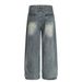 Unique Design Animal Print Washed Vintage Denim Wide-Leg Men's High Street Trend Loose Straight Long Pants_mkmklike.com