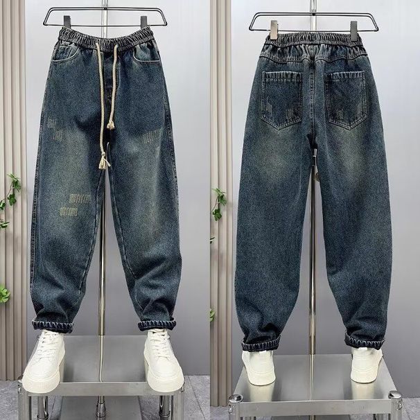 Men's Vintage Washed Blue Jeans – Relaxed Fit Dad Jeans With Multi-Pocket Design, Streetwear Essential (Blue, M-Xxxl)_mkmklike.com