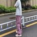 Vintage Washed Purple Denim Jeans For Men - Relaxed Fit Straight Leg Casual Work Pants With Retro Style_mkmklike.com