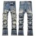 Men's Blue Retro High Street Motorcycle Jeans Stretch Embroidered Flared Trendy Youth Clothing 2026 Cross Border Trade Style 3833_mkmklike.com