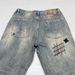 Washed Distressed Men's Trendy Patchwork High-End Embroidery Print Loose Tapered Straight Jeans_mkmklike.com