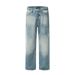 Color-Block Spray Horse Print Ripped Straight-Leg Jeans For Men, Vibe Trendy Brand, American Style Loose Wide-Leg_mkmklike.com