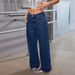 Women's High Waist Wide Leg Jeans Loose Straight Pants Slimming England Style Fashion Solid Color Pear Shaped Figure Fit Spring Autumn Wear_mkmklike.com