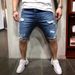 Men's Clothing New Denim Shorts With Holes Slim Fit Men's Mid Pants Men's Mid Pants_mkmklike.com