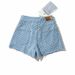 Women’s Clothing Ripped Denim Shorts For Women Summer New High Waist Ins Two Buttons Slimming Raw Edge A Line Wide Leg Hot Pants_mkmklike.com