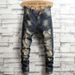 Men's Vintage Washed Jeans – Slim Straight Fit Distressed Denim Pants With Artisan Bleaching & Ripped Details_mkmklike.com
